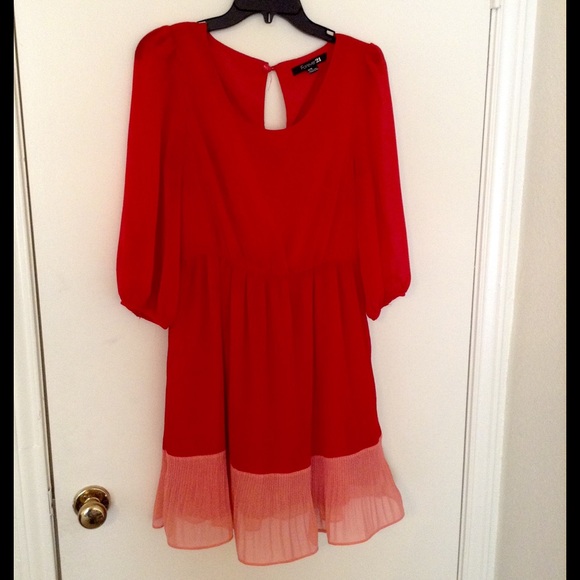 Red & Pink Color Block Dress