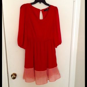 Red & Pink Color Block Dress