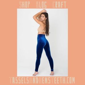 American Apparel Stretch Velvet Legging Sapphire