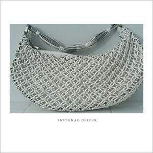 Calvin Klein White Woven Shoulder Bag HandBag