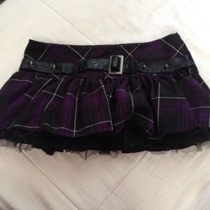 Purple plaid skirt with lace