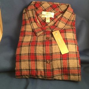 J Crew NWT Tartan Gray Boy Shirt sz 14