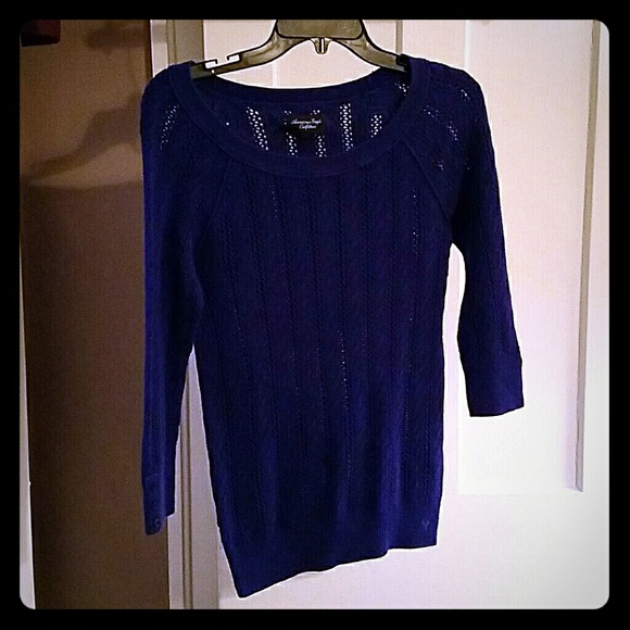 American Eagle Woven Blue Sweater