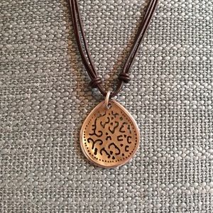 SILPADA Brown Leather Mother of Pearl Necklace