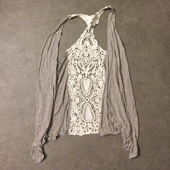 Heather gray lace vest