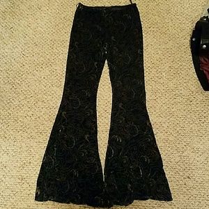 Velvet bell bottom pants