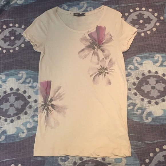 Cute J. Crew tshirt w embellished purple flowers
