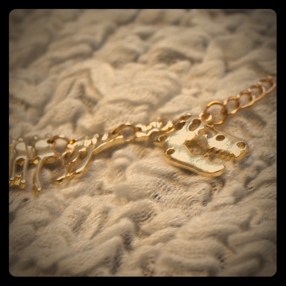 Fun Golden T-Rex Skeleton Necklace