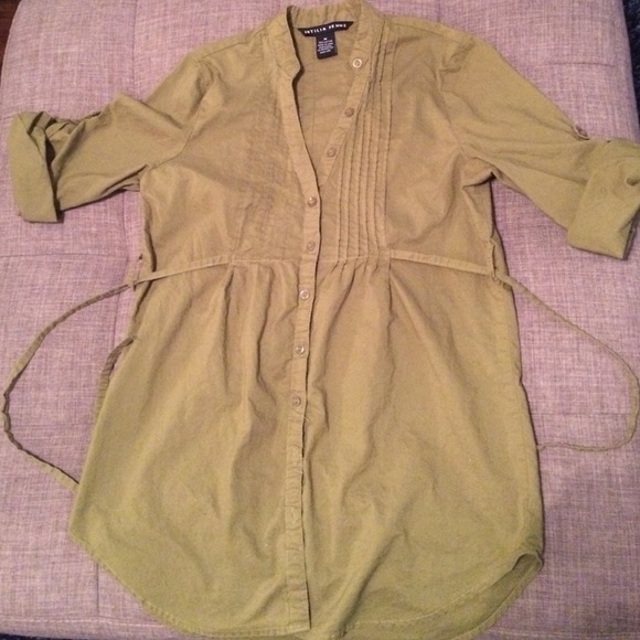 Olive green button-down top