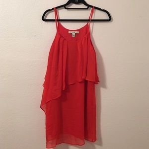 Red Forever 21 spaghetti strap dress.