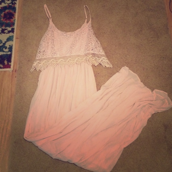 Light pink, lace top maxi dress. NWT!!