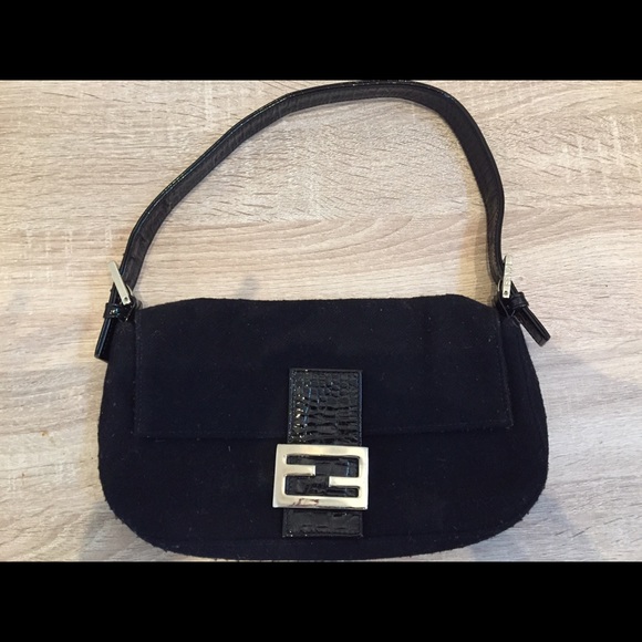 Fendi black wool hand bag