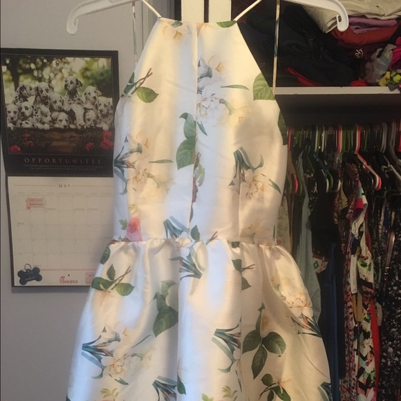 Open back floral print skater dress