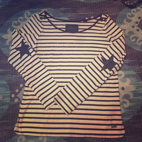 Maison Scotch  Anthropologie striped top w stars