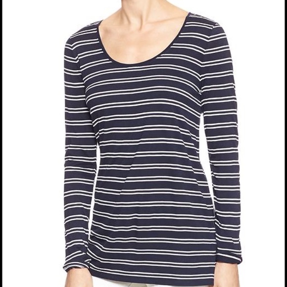 Gap Navy Striped Luxe Long-Sleeve Tee NWT