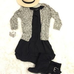 Black sleeveless tunic/zebra print cardigan