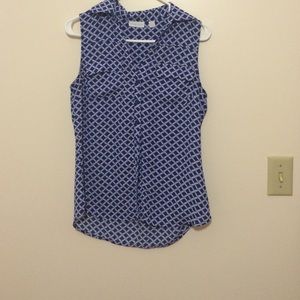 Blue and white striped blouse