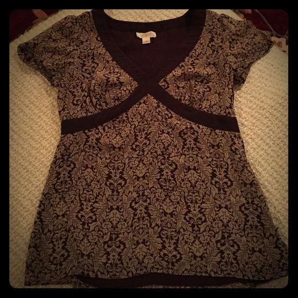Ann Taylor loft brown short sleeved shirt