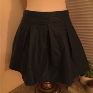 Dark Teal Leather Skirt with Pockets