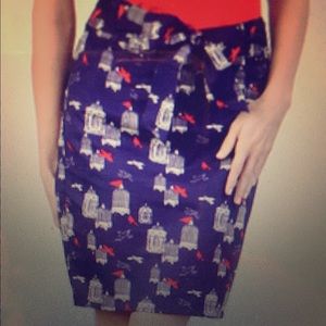 Tulle birdcage print pencil skirt