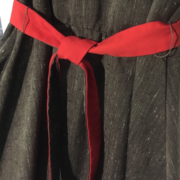 Vintage Gray & Red 1970's Shirt Dress - Picture 2 of 8