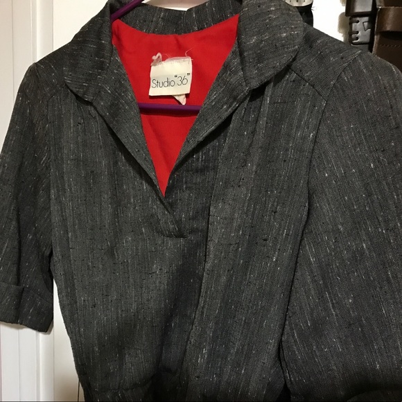 Vintage Gray & Red 1970's Shirt Dress - Picture 5 of 8