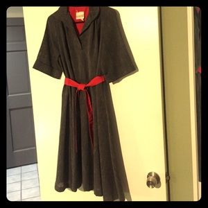 Vintage Gray & Red 1970's Shirt Dress