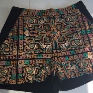 Topshop high rise embroidered shorts