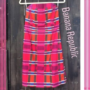 Plaid Banana Republic strapless dress