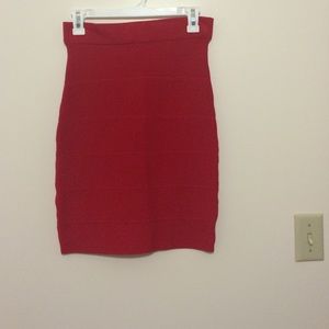 Red stretch pencil skirt