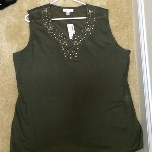 Embellished cotton tank.