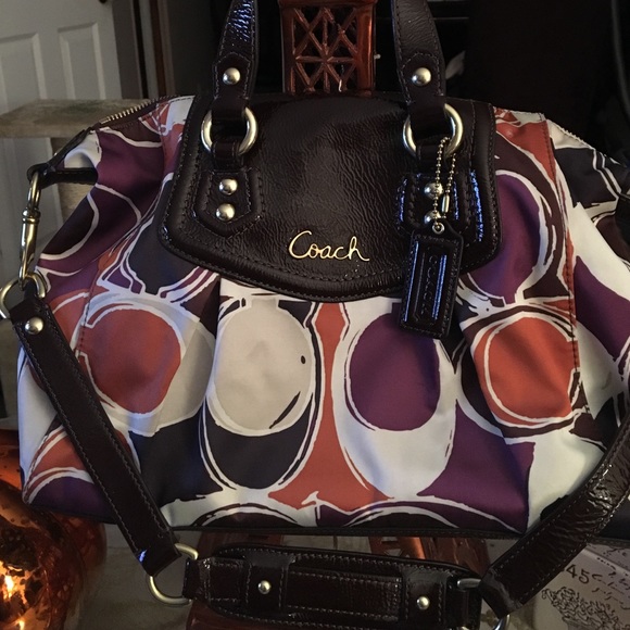 COACH Shoulder Bag Orange, white & purple