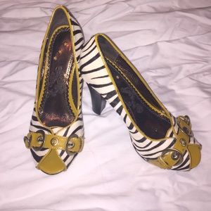 Zebra and gold heels