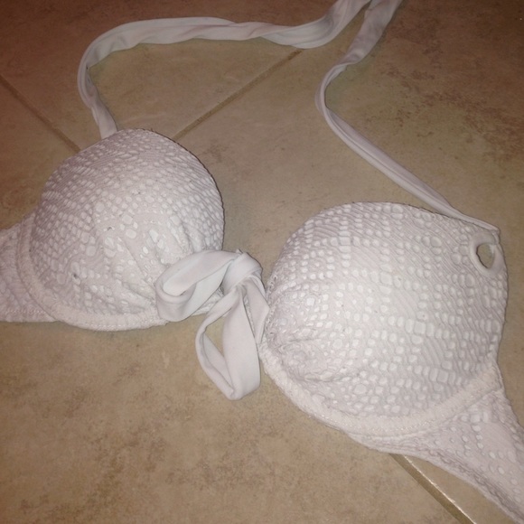 White Lace 34B VS push up swim suit top