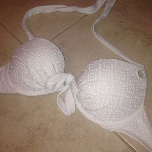 White Lace 34B VS push up swim suit top