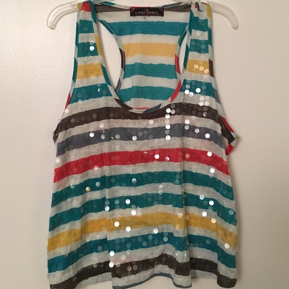 Almost Famous Clear Sequence Tank Top