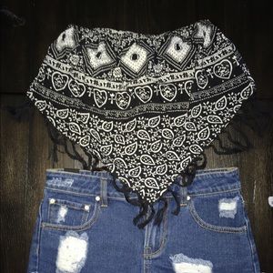 PACSUN Black and white tube top