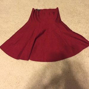 High waisted burgundy skater skirt