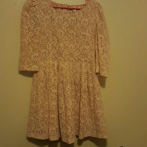 Pink lace skater dress