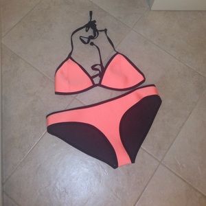 Orange Triangl neoprene swim set "Chloe"