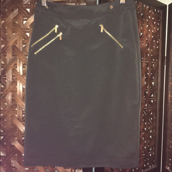 Calvin Klein Pencil Skirt with Gold Zipper