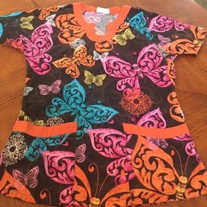 Butterfly scrub top