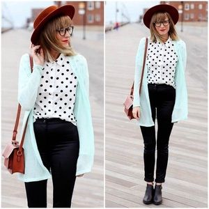 HM polka dot button up shirt.