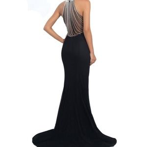 Elagent black prom dress with beading