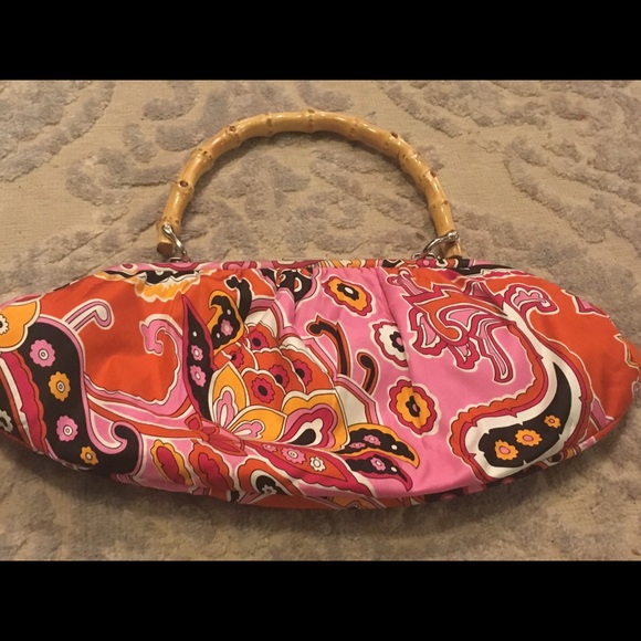 Banana Republic bamboo handle paisley handbag