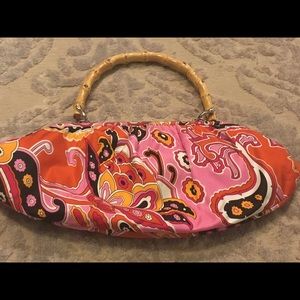 Banana Republic bamboo handle paisley handbag