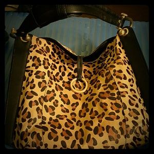 Bcbgmaxazria leopard print leather purse