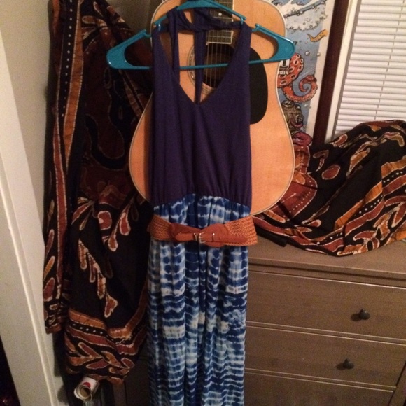Blue halter maxi