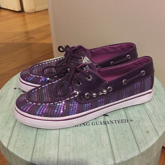 Purple sequin sperry's read description for size