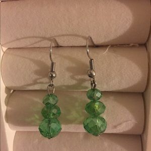 Shiny green dangle earrings